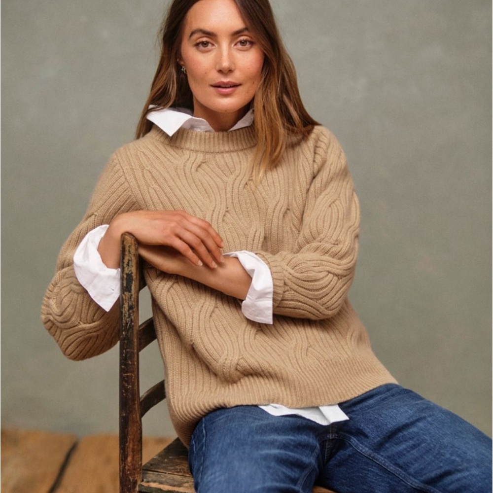 Prologue Light Tan Cable Knit Sweater
